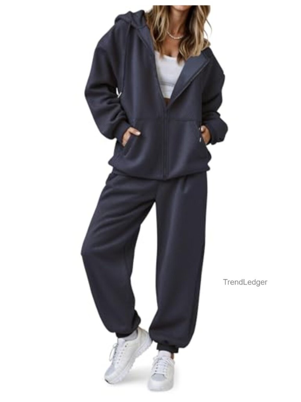 Women's 2 Piece Lounge Set Zip Up Hoodie & Joggers Fall Outfit